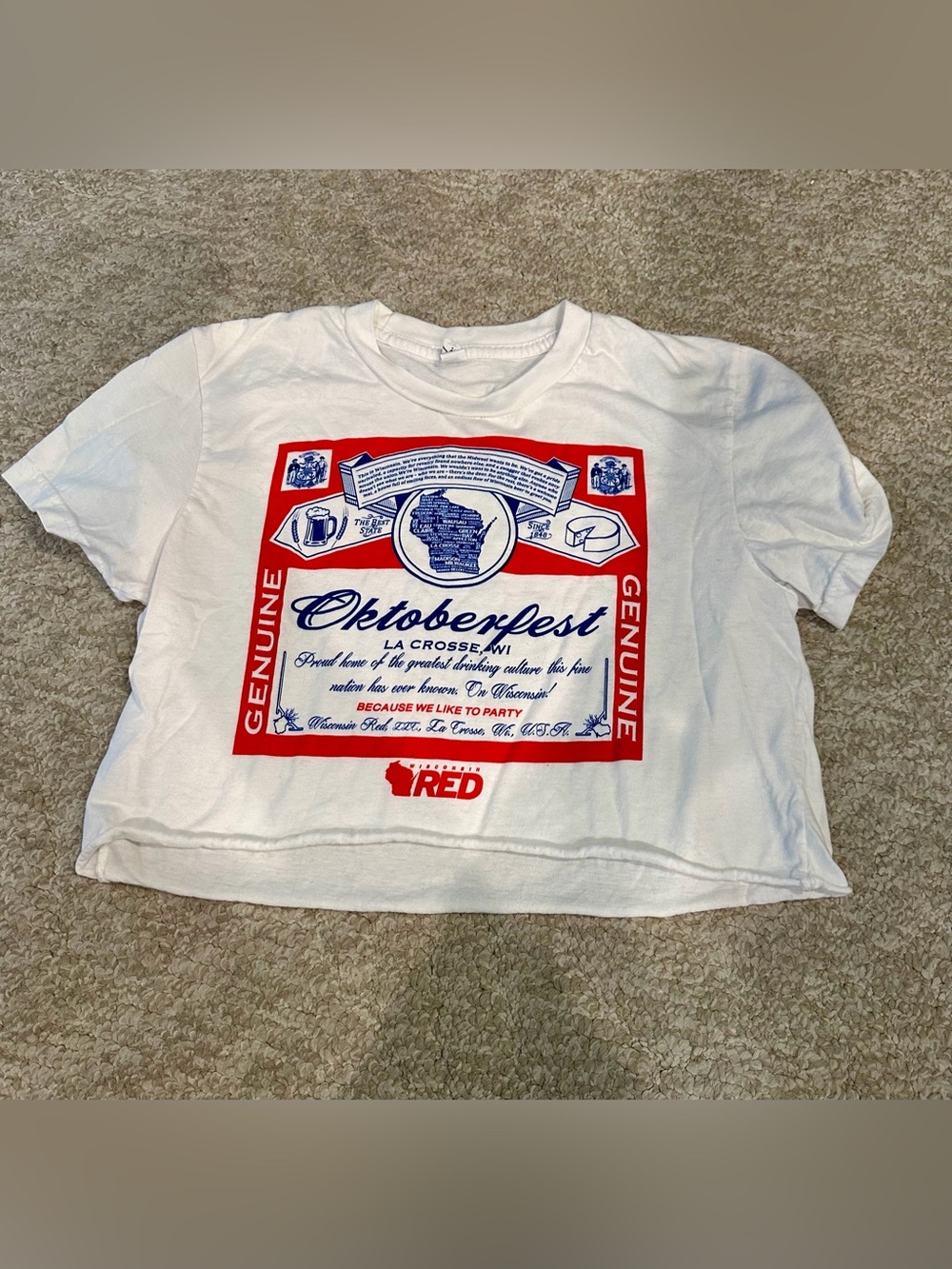Oktoberfest La Crosse Wisconsin cropped beer can graphic t-shirt